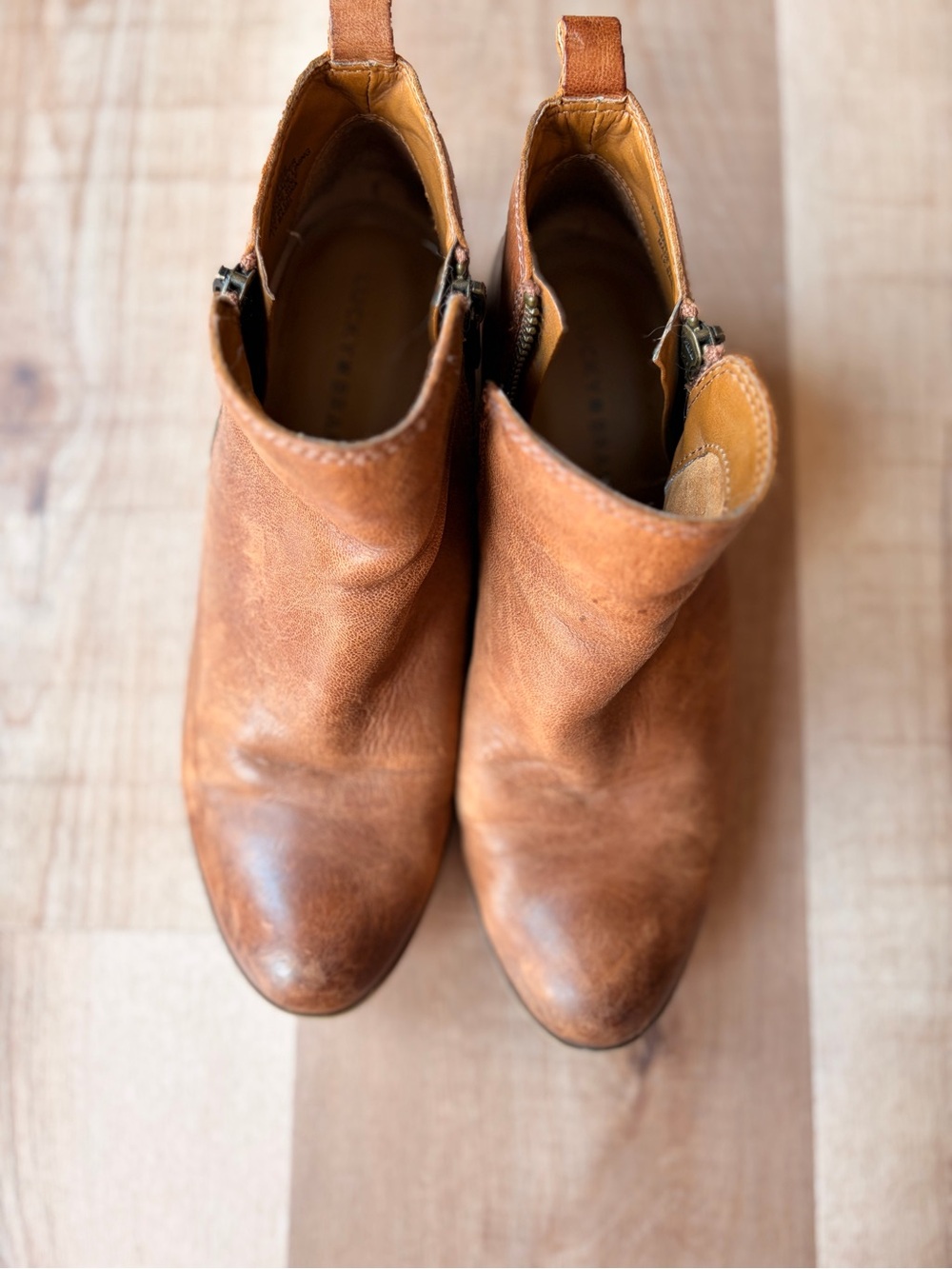 Lucky Brand Women's Tan Leather Basel Ankle Booties with Side Zip Size 9 - Picture 5 of 9
